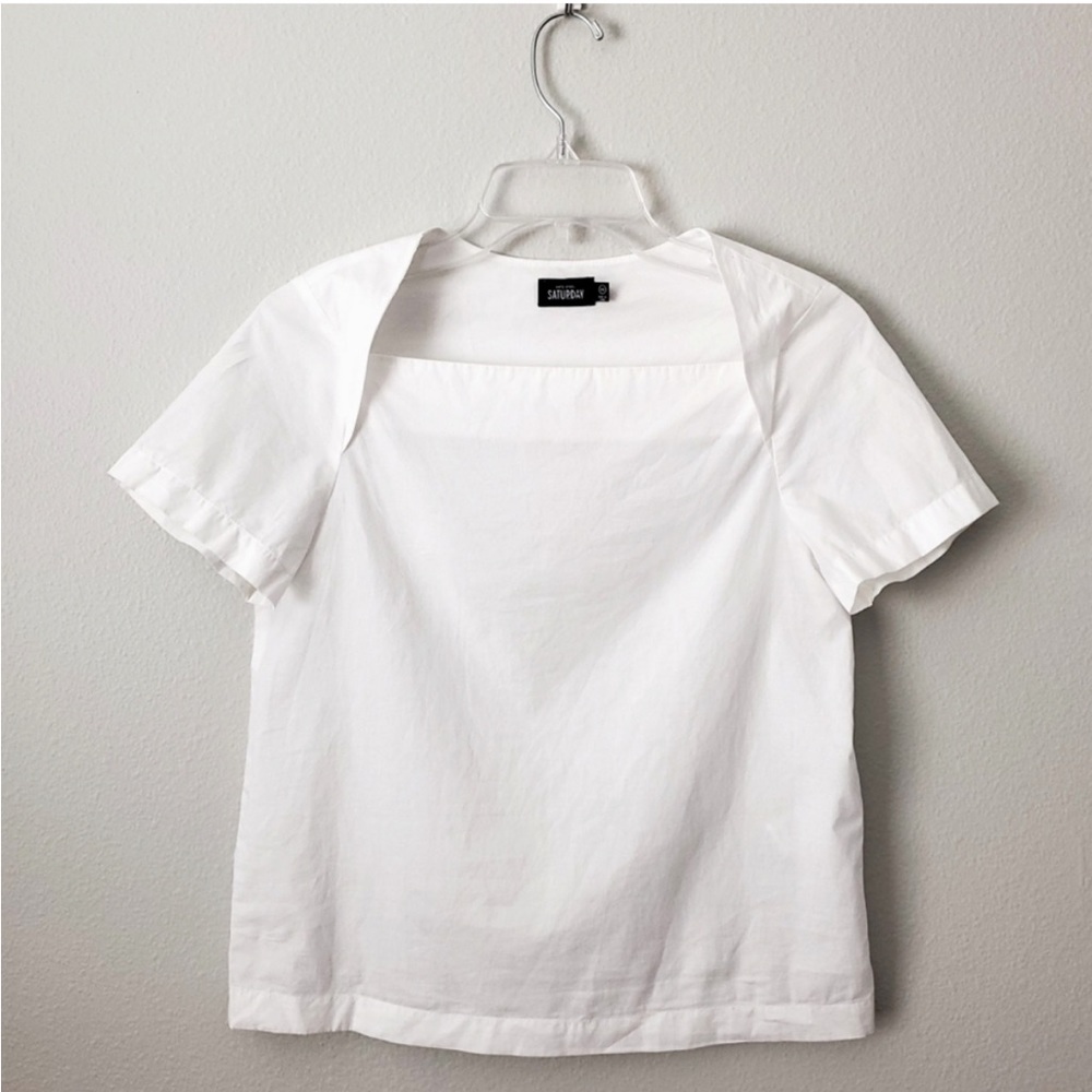 Kate Spade White Short Sleeve Cotton Pullover Top Size XS